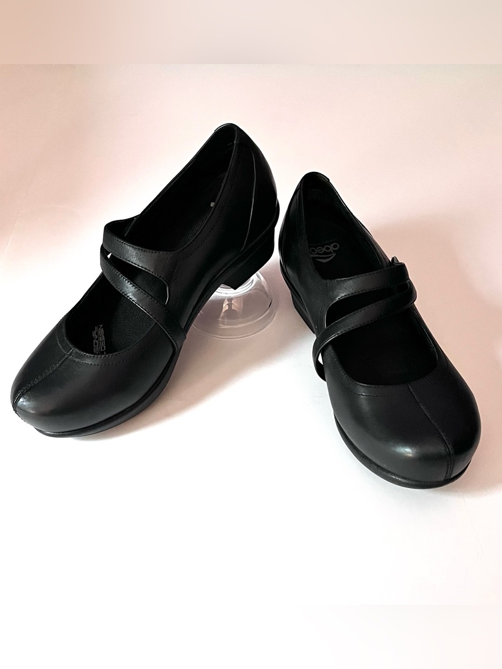 ABEO Cameo 24/7 Black Leather Smartsystem Mary Jane Wedge Pumps - Size 6.5